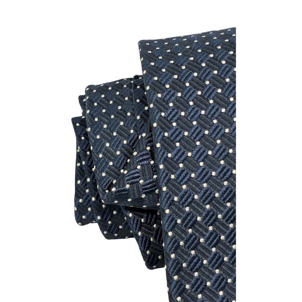 Tommy Hilfiger Mens Navy Blue Geometric Dot Silk Necktie Made in USA WPL 2831